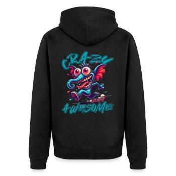 Crazy but Awesome Elefant Comic Stil - Unisex Premium Bio Zip Hoodie - Schwarz - Hinten - Nico (187cm)