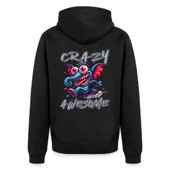 Crazy but Awesome – Elefant Comic Stil - Unisex Premium Bio Zip Hoodie - Schwarz - Hinten - Nico (187cm)