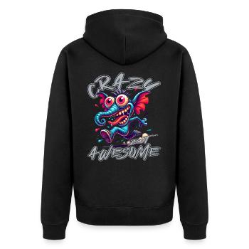 Style de bande dessinée éléphant mignon mais fou - Veste à capuche bio Premium Unisexe - noir - Dos - Nico (187cm)