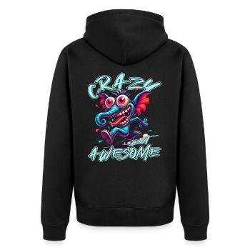 Crazy but Awesome Elefant Comic Stil - Unisex Premium Bio Zip Hoodie - Schwarz - Hinten - Nico (187cm)