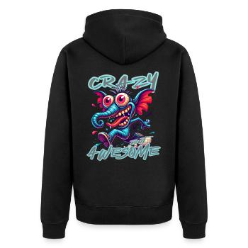 Style de bande dessinée d’éléphant fou mais génial - Veste à capuche bio Premium Unisexe - noir - Dos - Nico (187cm)