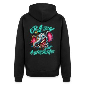Crazy but Awesome Elefant Comic Stil - Unisex Premium Bio Zip Hoodie - Schwarz - Hinten - Nico (187cm)
