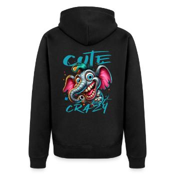 Style de bande dessinée éléphant mignon mais fou - Veste à capuche bio Premium Unisexe - noir - Dos - Nico (187cm)
