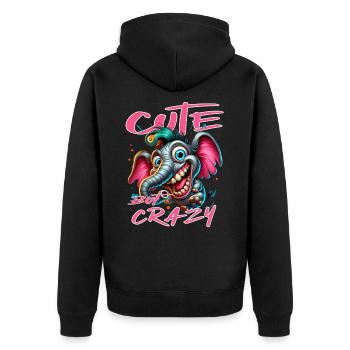 Cute but Crazy Elefant Comic Stil - Unisex Premium Bio Zip Hoodie - Schwarz - Hinten - Nico (187cm)