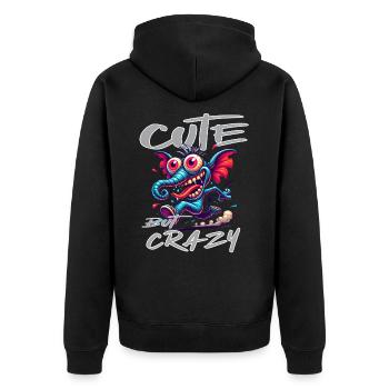 Style de bande dessinée éléphant mignon mais fou - Veste à capuche bio Premium Unisexe - noir - Dos - Nico (187cm)