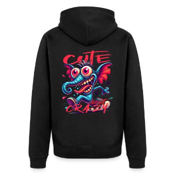 Style de bande dessinée éléphant mignon mais fou - Veste à capuche bio Premium Unisexe - noir - Dos - Nico (187cm)