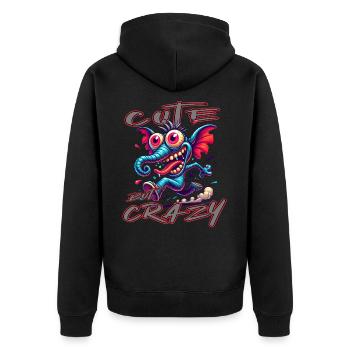 Cute but Crazy Elefant Comic Stil - Unisex Premium Bio Zip Hoodie - Schwarz - Hinten - Nico (187cm)