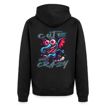 Cute but Crazy Elephant Comic Style - Unisex Premium Organic Zip Hoodie - black - Back - Nico (187cm)
