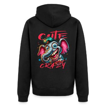 Style de bande dessinée éléphant mignon mais fou - Veste à capuche bio Premium Unisexe - noir - Dos - Nico (187cm)