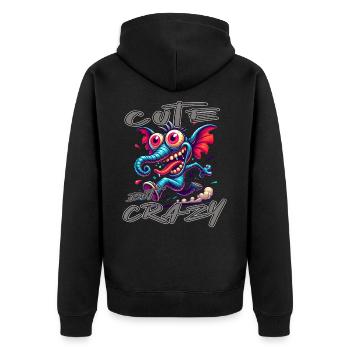 Style de bande dessinée éléphant mignon mais fou - Veste à capuche bio Premium Unisexe - noir - Dos - Nico (187cm)