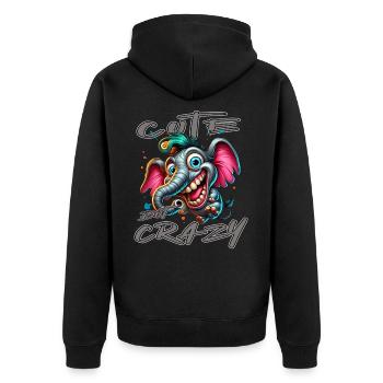 Style de bande dessinée éléphant mignon mais fou - Veste à capuche bio Premium Unisexe - noir - Dos - Nico (187cm)