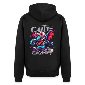Style de bande dessinée éléphant mignon mais fou - Veste à capuche bio Premium Unisexe - noir - Dos - Nico (187cm)