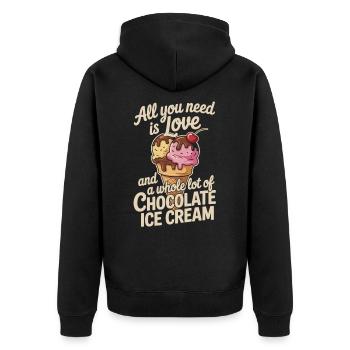Cream Love – Chocolate and More - Unisex Premium Organic Zip Hoodie - black - Back - Nico (187cm)