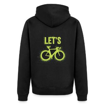 Let’s Ride – Fahrrad-Lifestyle - Unisex Premium Bio Zip Hoodie - Schwarz - Hinten - Nico (187cm)
