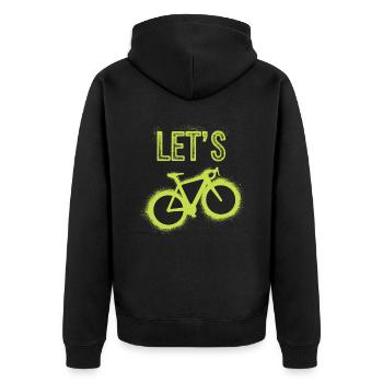 Let’s Ride – Neon Fahrrad - Unisex Premium Bio Zip Hoodie - Schwarz - Hinten - Nico (187cm)