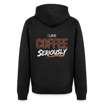 J’aime la chemise Coffee - Veste à capuche bio Premium Unisexe - noir - Dos - Nico (187cm)