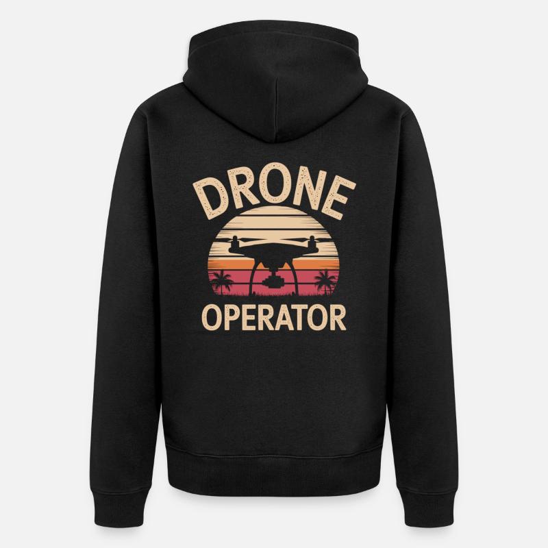 Pilote de drone look rétro - Veste à capuche bio Premium Unisexe - noir