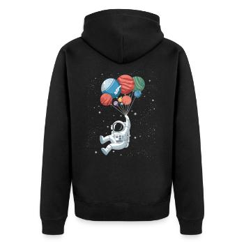 Astronaut with planetary balloons - Unisex Premium Organic Zip Hoodie - black - Back - Nico (187cm)