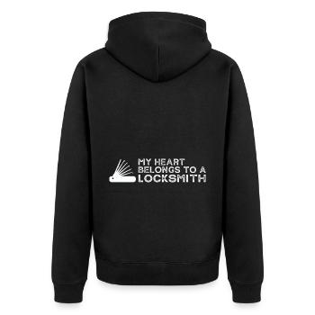 My heart belongs to a locksmith design - Unisex Premium Organic Zip Hoodie - black - Back - Nico (187cm)