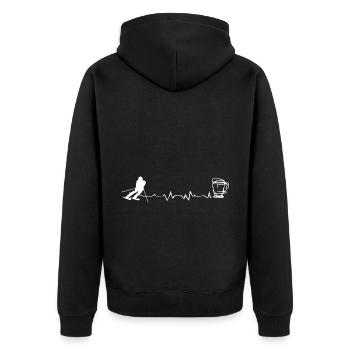 Heartbeat - Bière - Ski - (5) - Veste à capuche bio Premium Unisexe - noir - Dos - Nico (187cm)
