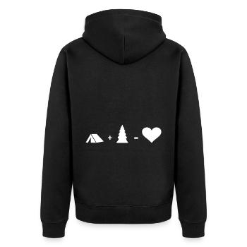 Baum - Herz - Camping - - Unisex Premium Bio Zip Hoodie - Schwarz - Hinten - Nico (187cm)