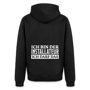 Installateur Spruch Heizung Installateur Geschenk - Unisex Premium Bio Zip Hoodie - Schwarz - Hinten - Nico (187cm)