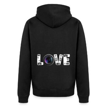Photography Camera Lens Retro Love - Unisex Premium Bio Zip Hoodie - Schwarz - Hinten - Nico (187cm)