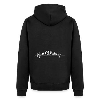 Herzschlag Handbike - Unisex Premium Bio Zip Hoodie - Schwarz - Hinten - Nico (187cm)