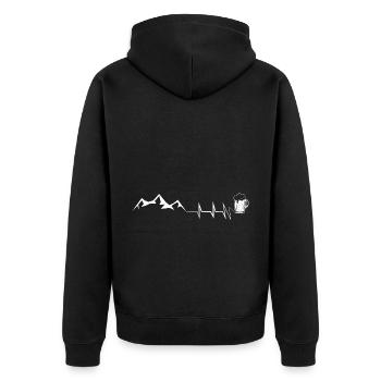 Beer - Heartbeat - Mountain - (3) - Unisex Premium Organic Zip Hoodie - black - Back - Nico (187cm)