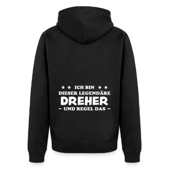 Dreher Fun Spruch Drehmaschinen Dreher Geschenk - Unisex Premium Bio Zip Hoodie - Schwarz - Hinten - Nico (187cm)