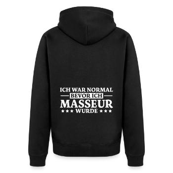 Masseur Lustiger Spruch Massage Masseur Geschenk - Unisex Premium Bio Zip Hoodie - Schwarz - Hinten - Nico (187cm)