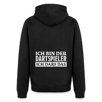 Dartspieler Spruch Darter Fun Dartspieler Geschenk - Unisex Premium Bio Zip Hoodie - Schwarz - Hinten - Nico (187cm)