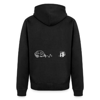 Herzklopfen - Bier - Wohnwagen - (5) - Unisex Premium Bio Zip Hoodie - Schwarz - Hinten - Nico (187cm)
