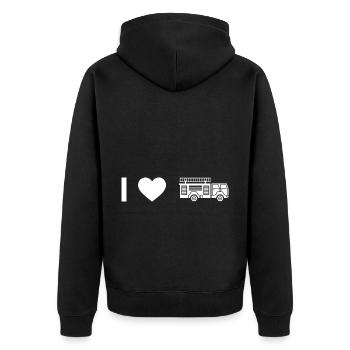 I Heart and Fire Truck - - Unisex Premium Organic Zip Hoodie - black - Back - Nico (187cm)