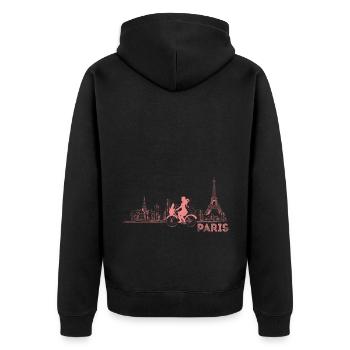 Cyclisme Filles Paris France Tour Eiffel - Veste à capuche bio Premium Unisexe - noir - Dos - Nico (187cm)