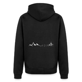 Wein - Herzschlag - Berg - (4) - Unisex Premium Bio Zip Hoodie - Schwarz - Hinten - Nico (187cm)