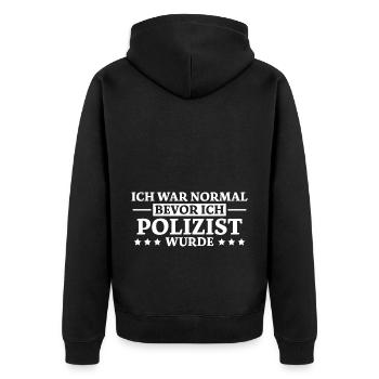 Polizist Spruch Polizei Lustiges Polizist Geschenk - Unisex Premium Bio Zip Hoodie - Schwarz - Hinten - Nico (187cm)