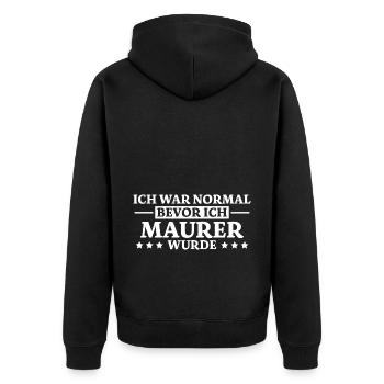 Maurer Spruch Baustelle Lustiges Maurer Geschenk - Unisex Premium Bio Zip Hoodie - Schwarz - Hinten - Nico (187cm)