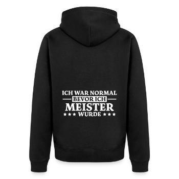 Meister Spruch Prüfung Lustiges Meister Geschenk - Unisex Premium Bio Zip Hoodie - Schwarz - Hinten - Nico (187cm)
