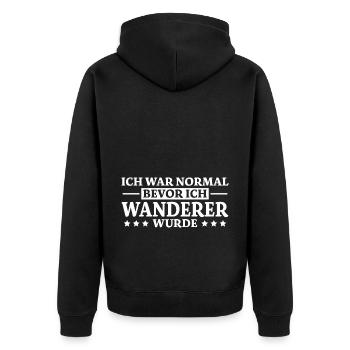 Wanderer Spruch Outdoor Lustiges Wandern Geschenk - Unisex Premium Bio Zip Hoodie - Schwarz - Hinten - Nico (187cm)
