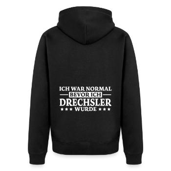 Drechsler Spruch Job Lustiges Drechsler Geschenk - Unisex Premium Bio Zip Hoodie - Schwarz - Hinten - Nico (187cm)