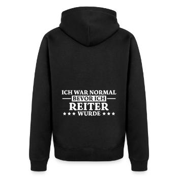 Reiter Spruch Reiten Pferdesport Reiter Geschenk - Unisex Premium Bio Zip Hoodie - Schwarz - Hinten - Nico (187cm)