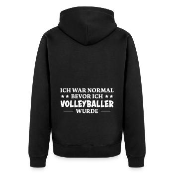 Volleyballer Spruch Lustiger Volleyballer Geschenk - Unisex Premium Bio Zip Hoodie - Schwarz - Hinten - Nico (187cm)