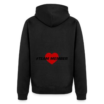 Team Member Heart Love - Unisex Premium Organic Zip Hoodie - black - Back - Nico (187cm)
