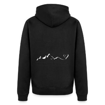 Herz - Berg - (7) - Unisex Premium Bio Zip Hoodie - Schwarz - Hinten - Nico (187cm)