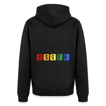 Essen Nordrhein Westfalen Stadt Skyline - Unisex Premium Bio Zip Hoodie - Schwarz - Hinten - Nico (187cm)