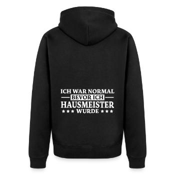 Hausmeister Spruch Lustiges Hausmeister Geschenk - Unisex Premium Bio Zip Hoodie - Schwarz - Hinten - Nico (187cm)