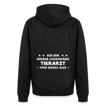 Tierarzt Lustige Spruch Beruf Tierarzt Geschenk - Unisex Premium Bio Zip Hoodie - Schwarz - Hinten - Nico (187cm)