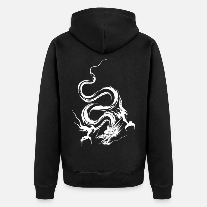 dragon_blanc - Veste à capuche bio Premium Unisexe - noir