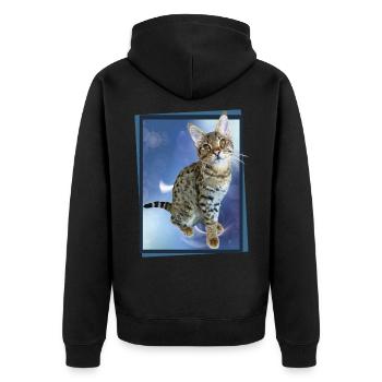 Tabby - Unisex Premium Organic Zip Hoodie - black - Back - Nico (187cm)
